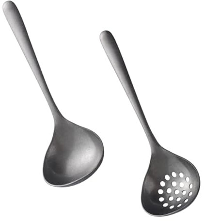 HOLIDYOYO Schöpflöffel Satz Edelstahl 304 Lebensmittelecht Langgriff Servierlöffel Und Schaumlöffel Spülmaschinenfest Küchenzubehör Für Kochen Und Hotpot