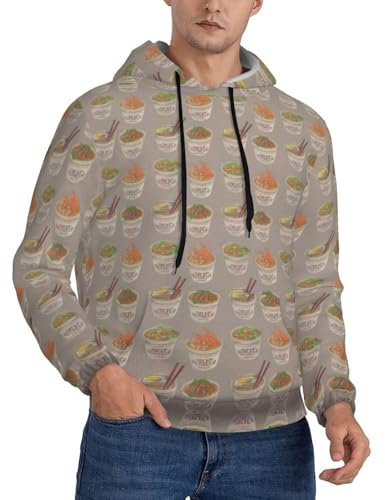 CKGODGF Sudadera con capucha para hombre, diseño de huevera, fideos y ramen, sudadera con capucha y bolsillos, Negro, M