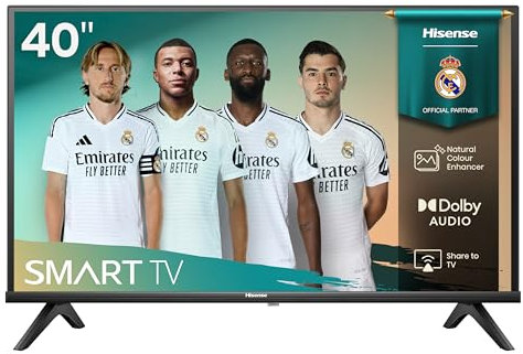 Hisense 40A4Q - FullHD Smart TV 40 Pulgadas, Modo Juego, Deportes IA, Sonido Dolby DTS HD, Alto Contraste, Función Compartir en el Televisor, DVB - T2, Auto Ordenación de los Canales TDT