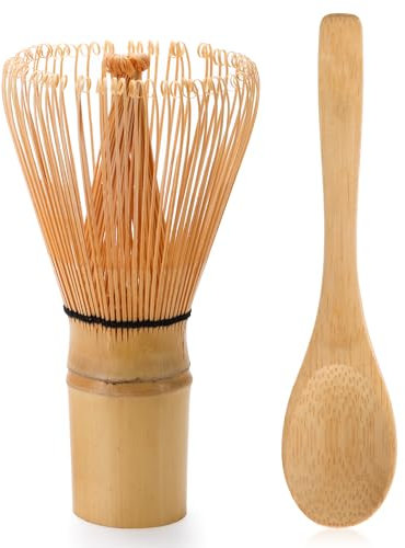 DiDiBirDi Handcrafted Traditional Matcha Whisk, Traditional Japanese Chasen Matcha Stirrer, Spoon (2pcs)