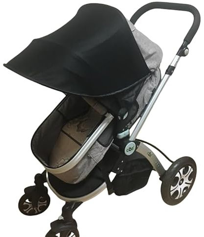 Pare-Soleil Poussette Universelle Auvent de Poussette Anti UV UPF50+ Housse de Soleil Réglable Couverture de Soleil Imperméable Auvent de Landau Voile d'ombrage pour Nacelle Landau Couffin Noir