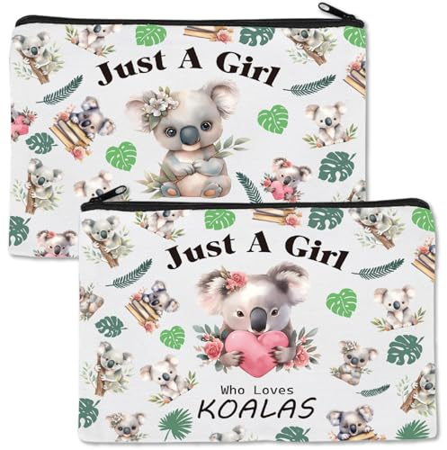 CREATCABIN Trousse Maquillage Koala Petite Trousse Toilette Portable Fermeture Éclair Trousse Crayons Trousse Voyage Remise Diplôme Essentiels Maquillage pour Rangement Sac Main pour Étudiants 18x25cm