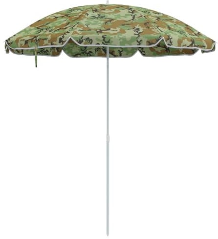 vidaXL Strandparasol Grün 263 x 263 x 272 cm Polyester und Metall, Garten und Terrasse, Moderne Strandsonnenschirme, Runde Outdoor-Parsol, Tragbarer UV-Schutz fürs Freie