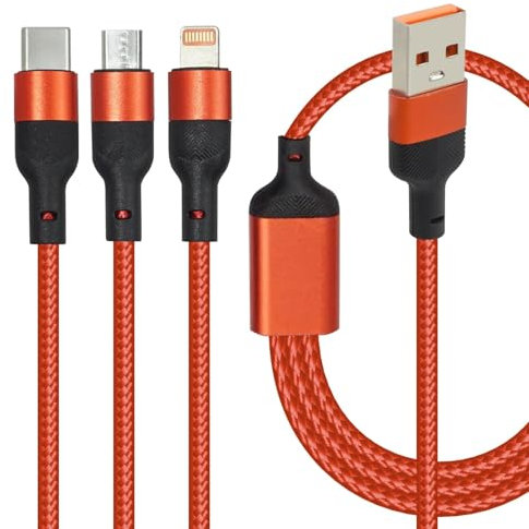 LLFYXM 3-In-1 Usb Splitter Cable 1.2m,Multi Charger Cable With 3 Usb Ports,Fast Charging,Nylon Braided Durable Design For Type-C Devices Such As Mobile Phones, Tablets, Mobile Power Supplies, Etc.