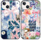 Phoona 2 Pack Cute Bow Case for iPhone 13 Mini 5.4, European Collage Preppy Summer Girly Design Pattern for Girls Women, Slim Soft Silicone Shockproof Bumper Protector Cover, Blue 01