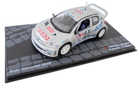 OPO 10 - Modellino Auto Scala 1:43 Compatibile con Peugeot 206 WRC Rally Sanremo 2000 Panizzi