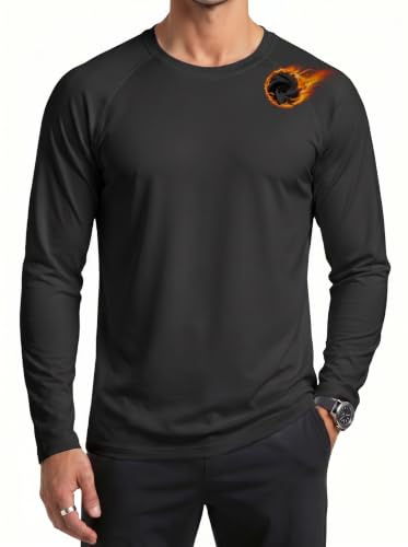 MAGCOMSEN Thermounterwäsche Herren Langarmshirt Thermoshirt Winter Sport | Longsleeve Funktionsshirt,Raglan Fleece,Stretch Angenehm Weich Atmungsaktiv Feuchtigkeitsableitend,Casual Alltag Freizeit