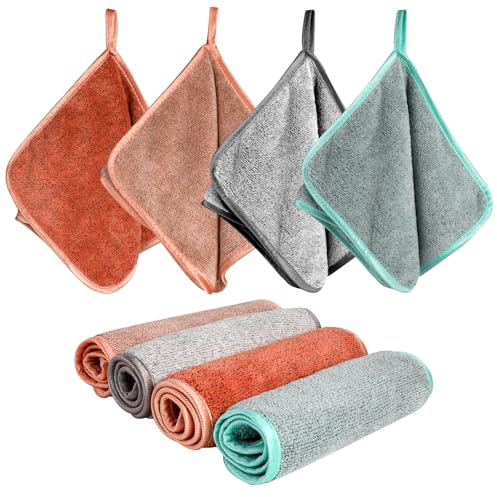 XEPST 8 pezzi Panno Microfibra Viso, Asciugamani per il viso Panni per il trucco riutilizzabili Lavabili Rimuovi istantaneamente lo sporco con solo acqua