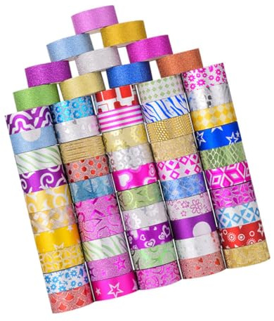 STOBAZA 60 Rollen Washi Tape Dekoratives Masking Tape aus Papier Lang pro Rolle Leicht Abziehbar Rückstandsfrei für DIY Basteln Scrapbooking Geschenkverpackung