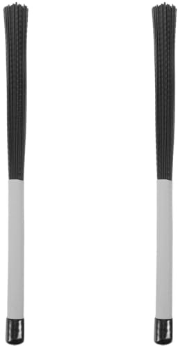 Nylon Perkussionsbesen 1 Paar für Cajon und Snare Drum | Grauer Griff, Schwarze Wellenborsten, für Jazz und Übung, Leicht zu Tragen, für Profis und Lernende