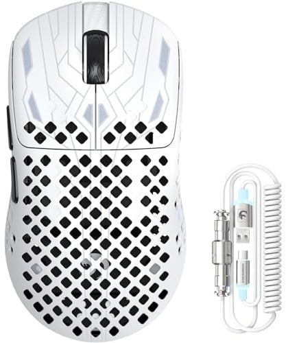 MAMBASNAKE M2 Ultra-Lightweight Wireless Gaming Mouse, PAW3395PRO Sensor 40000 DPI, 41g Carbon Fiber, Mouse Coiled Cable, Tri-Mode 2.4G/Bluetooth/Wired, 100M Clicks, Cloud Driver, Ergonomic Design