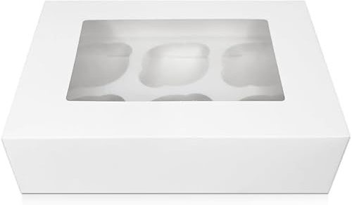 The Baker Shop 5 x 6 -Hole Cupcake Window Boxes | Pop-Up Cupcake Boxes 6 Hole | Bakery Boxes Cake Box Holders | 6 Hole Cupcake Boxes (5 Pack)