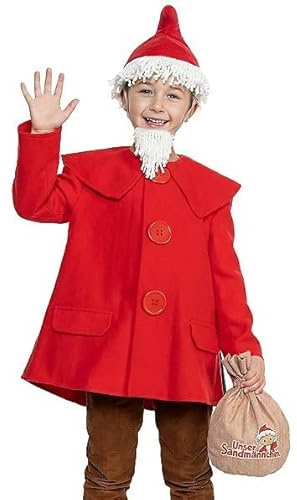 Maskworld Sandmännchen Kostüm für Kinder - Kindergröße: 134-140 - Offiziell lizenzierte Kult-Verkleidung für Karneval & Fasching – Inkl. Mantel, Cape, Mütze, Bart & Beutel