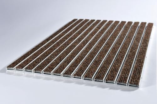 Mat Company Eingangsmatte, einbaufähig, 10 mm + Aluminiumstruktur, 13 mm – 90 x 60 cm, Braun – Fußmatte zum Einbauen