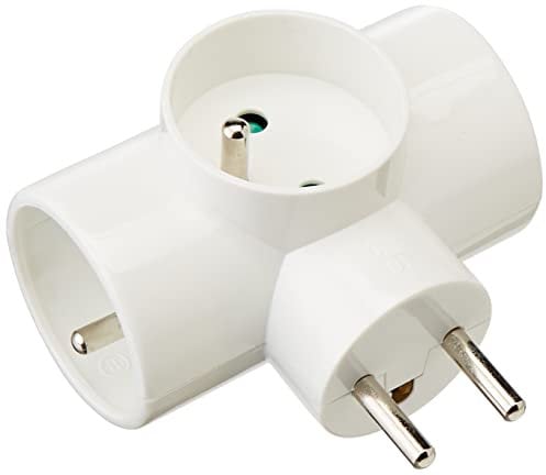 Rallonge Electrique - Prise Electrique - MultIPrise Electrique - Prise MultIPrise - Adaptateur MultIPrise - TrIPlette électrique - Triplite Laterale 3 Socl 2P+T 16A D4.8mm +ECL Blanc Vrac
