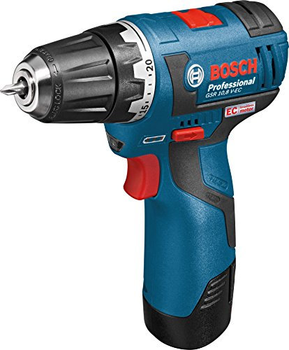 Bosch GSR 12V-20 Professional - Atornillador a batería (2 baterías x 2.0 Ah, EC-Motor, 12V, L-BOXX)