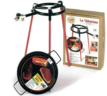 Vaello La Valenciana 6030 Ecoset with 1 Burner 300 Mm, Grill Pan Square Legs 36 Cm, Steel, Black