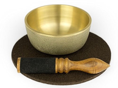 Edle Japan Klangschale, inklusive Filzpad 'Tsuchi' und Holz-/ Lederklöppel -5805-B-