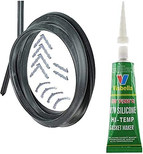 SPARES2GO 3m Cut to Size Door Seal + Silicone Glue for Bush 3 or 4 Sided Oven Cooker (Rounded or 90º Clips)