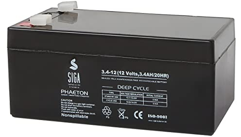 SIGA Akku 12V 3,4Ah AGM Gel Batterie Kinderfahrzeuge Alarmanlage Notstrom Blei-Akku USV Batterie ersetzt 3,3Ah 3,5Ah 3,6Ah