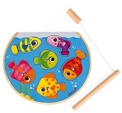 Janod - Speedy Fish Puzzle Game - Develops Fine Motor Skills and Concentration - From 18 Months Old, J07088