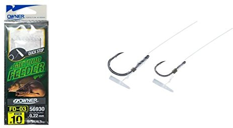 Owner Method Feeder Angelhaken mit Quick Stop - 6 Haken zum Feederangeln auf Friedfische, Feederhaken, Einzelhaken zum Feedern, Gr./Durchmesser/Tragkraft:Gr. 8/6.2kg /0.25mm
