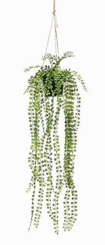 artplants.de Künstliche Blumenampel PANJA, Kletterfeige, grün, 60cm, Ø 30cm - Hänge Pflanze - Kunstpflanze