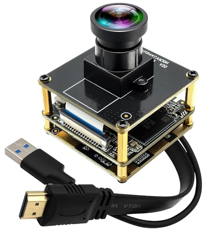 ELP Telecamera HDMI 4K 60FPS Webcam con obiettivo a 120 gradi senza distorsioni, zoom digitale 2x, uscita USB 3.0 e HDMI, per computer, laptop, monitor, TV
