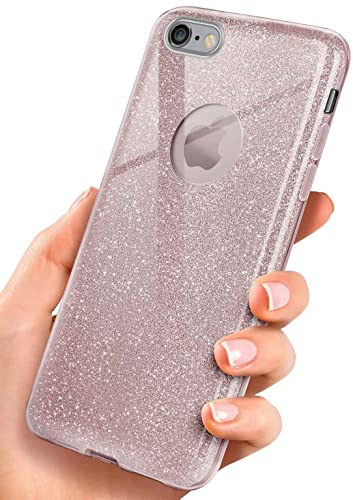 ONEFLOW Glitter Case kompatibel mit iPhone 6s / iPhone 6 Hülle Glitzer Stoßfest, Silikon Schutzhülle dünn, Handyhülle Diamant Strass, Glitzerhülle mit Bling Sparkle - Roségold