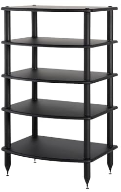 Pangea Audio Vulcan Audio Rack mit 5 Ablagen (schwarz) Media Stand, Komponentenschrank für Audiophile Anwendungen