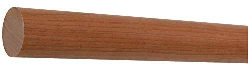TIBU Kirschbaum Holz Treppe Wand Handlauf/Geländer/Rundholz/Stange/Griff lackiert 42 mm mit bearbeiteten Enden ohne Handlaufhalter 3500 mm / 350 cm / 3,5 m Enden gekappt (sägerau)