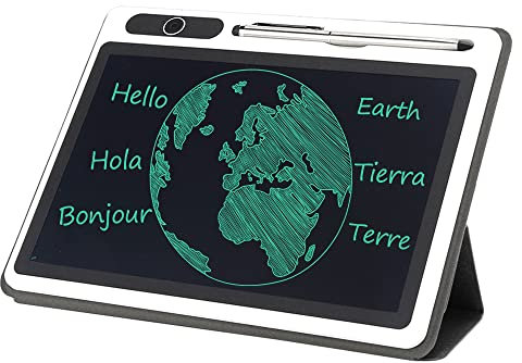 Bloc de notas electrónico de 9 pulgadas, tableta LCD, herramienta de pintura manual, calidad garantizada, tecnología de laminación de alta(Black (with leather case))