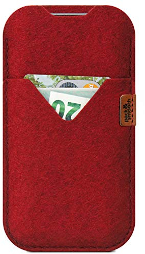 Pack & Smooch Case for iPhone 17 Pro Max | 16 Pro Max / 16 Plus | 15 Pro Max / 15 Plus | 14 Pro Max / 14 Plus | Case Shetland | 100% Merino Wool Felt | Handmade in Germany - Red