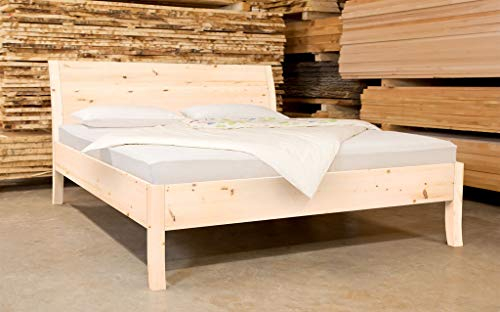 Zirbenbett metallfrei HANNI geborgenschlafen | Zirbenholzbett | Zirbenbett | Arve Bett Doppelbett (160 x 200 cm)