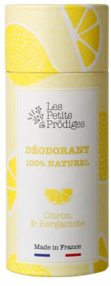 Déodorant Citron et Bergamote - 100% Naturel Tout Type de Peau - Fabriqué en France - Non Testé sur Animaux - Sans Conservateur, Aluminium Ni Parabène - Emballage Recyclable - LES PETITS PRODIGES