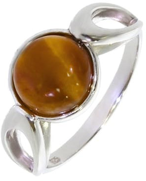 Artipol Ring mit echter Tigerauge europeische Produktion franz.Stil - Schmuck silbern-rhodiniert - Ref 30-12 - größe 58 (18.5)