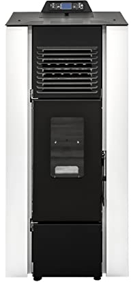 STUFE A PELLET ITALIA Canada 14 KW Canalisable | Poêle à Granulés à Air Ventilé Efficacité 89% Chauffe 130m² Autonomie 15H Programmable 5 Vitesses et Puissances Garantie 24 Mois Blanc