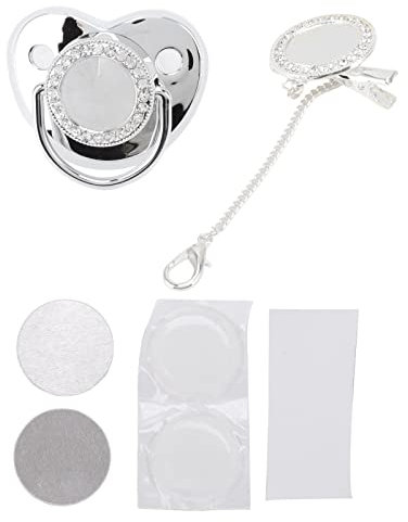 Ciuccio per Bambini, Ciuccio per Neonati con Clip Set di Clip per Ciuccio con Decorazione Fotografica Fai-da-te per Neonato(argento m) Ciucci