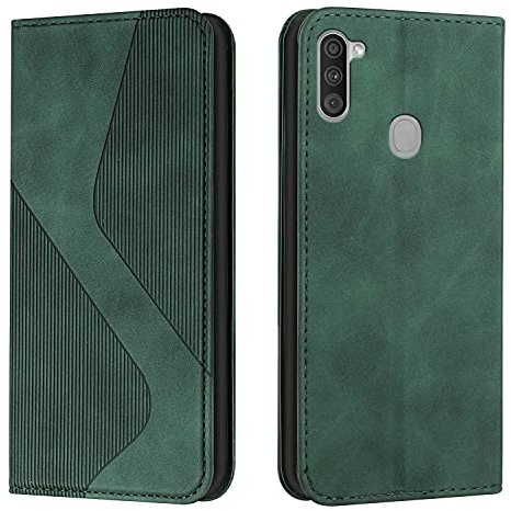 Mo-Somnus Kompatibel Mit Samsung Galaxy A11/M11 Hülle, Magnet PU Leder Tasche Handyhülle, Klappbar Brieftasche Klapphülle (Grün)