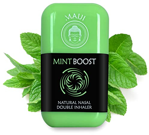 2X MAIJI ® Double Inhaler | Mint Boost belebt Geist & Körper | Inhalierstift mit reinen ätherischen Ölen | Nasen-Inhalator Aromatherapie | mit Menthol – Eukalyptus – Tulsi | Made in Germany