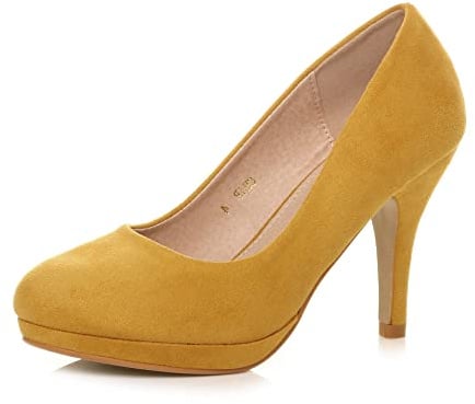 AJVANI Womens Ladies mid high Heel Platform Party Work Evening Party Prom Wedding Bridal Court Shoes Pumps Size.
