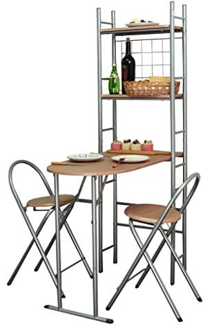 spot on dealz® Folding Dining Table Drop Leaf Table and Chairs Space Saving Fold Away Butterfly Kitchen Breakfast Bar Foldable Extendable Two Seater Compact