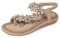Amissz Sandali Donna Sandalo Estive Eleganti Scarpe Bassi Eleganti Strass Decorato Comodi Piatto Infradito da Mare Stile 2 Albicocca 40 EU