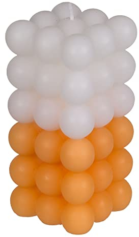 ReWu Kerze Echtwachskerze Bubble-Kerze Farbig Orange Weiß Farbverlauf Wohndekoration 6x12cm