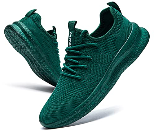 CAIQDM Schuhe Herren Laufschuhe Sneaker Outdoor Sportschuhe Turnschuhe Männer Joggingschuhe Atmungsaktiv Running Shoes Men Walking Schuhe Freizeitschuhe Fitness Schuhe Dunkelgrün 42 EU