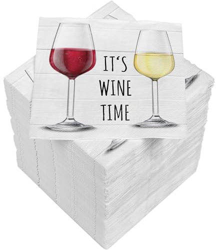 HEKU It's Wine Time - Tovaglioli da cocktail a 3 strati, 25 x 25 cm, 150 pezzi, design elegante, ideale per le celebrazioni, confezione pratica