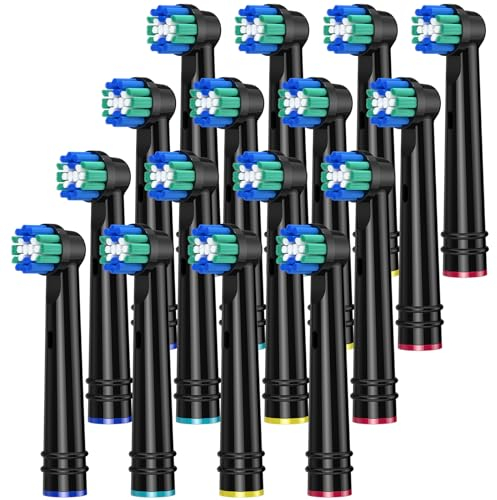 REDTRON Ersatzbürstenköpfe für Oral B, 16 Pack Zahnbürstenköpfe für Oral B Braun, Classic Precision Clean Bürstenköpfe Fit Professional Care, Vitality Pro Smart Genius Series und mehr, Schwarz