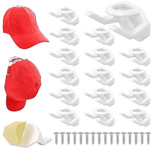 BELLE VOUS 16er Pack selbstklebende Cap Halterung - Cap Halter Wandhalter für Baseballmützen - Kappenhalter Cap Aufbewahrung für die Wand - Huthalter Basecap Halterung - Weiß