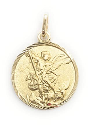 Médaille Pendentif Saint Michel Archange en Argent Sterling Couverture Or 18 ct Saint Michel Archange, défendez-nous dans la lutte