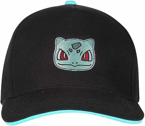 Pokémon Bisasam Badge Unisex Cap schwarz 100% Baumwolle Fan-Merch, Gaming